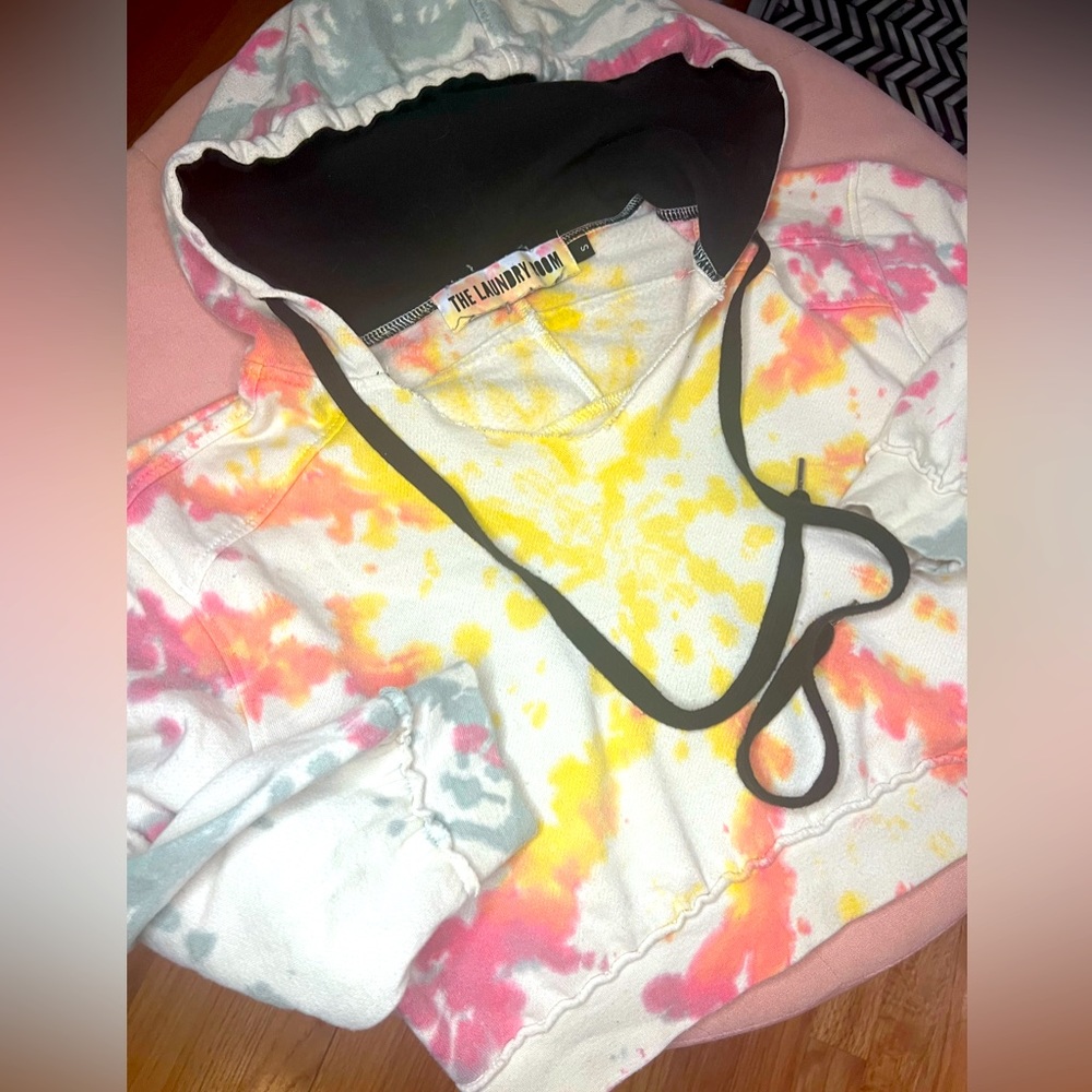 Must Have cropped Muscle Hoodie - Neon Premium Tie Dye top by The Laundry Room.